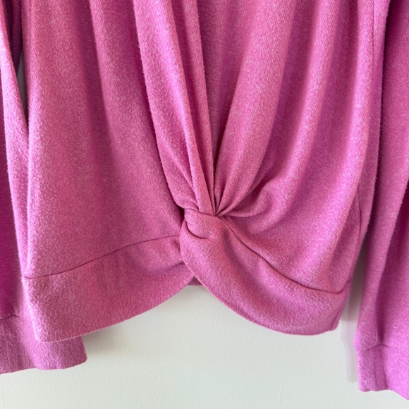 Zella Girl Supersoft Twist Front Long Sleeve Top Pink Heather Size S 7/8 - Picture 5 of 8